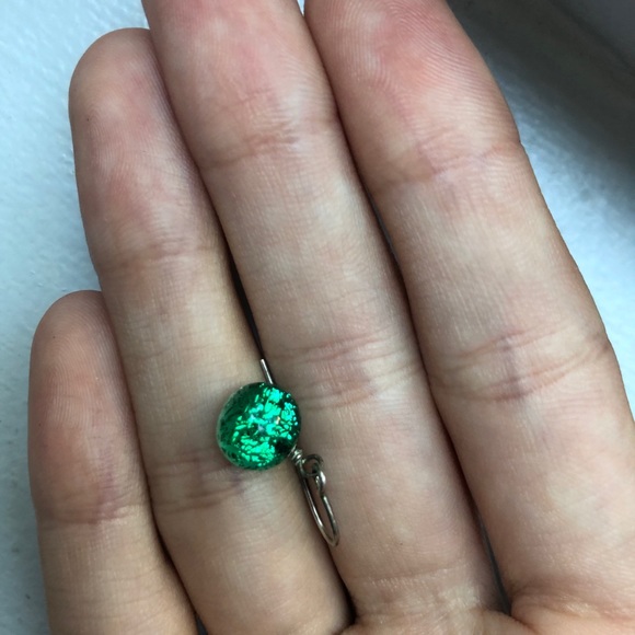 Green Metallic Foil Earrings - Picture 4 of 6